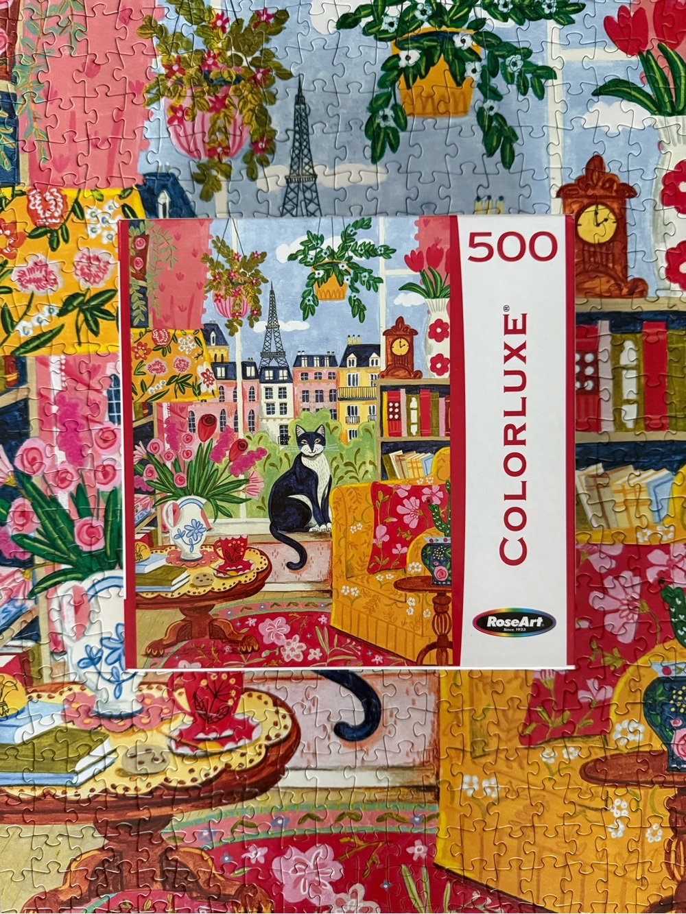 Colorluxe 500-Piece Floral Cat Jigsaw Puzzle by RoseArt - Multi-Color